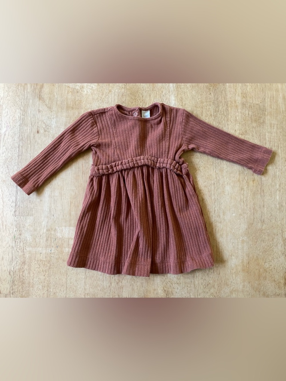 kate quinn Rust Ribbed Long-Sleeve Dress